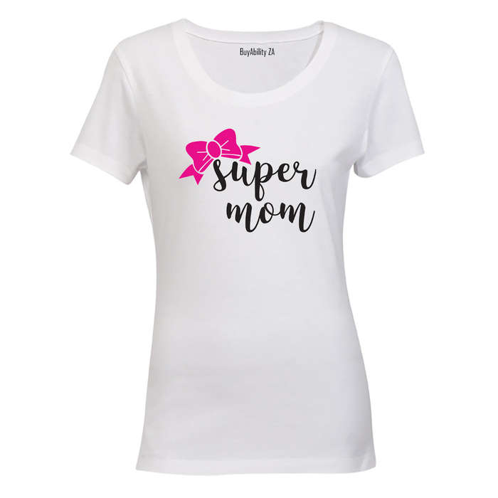 Super Mom - Pink Bow - Ladies - T-Shirt