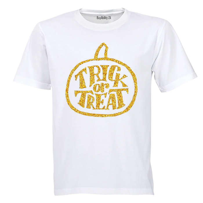 Glitter Gold Halloween Trick or Treat Pumpkin - Kids T-Shirt