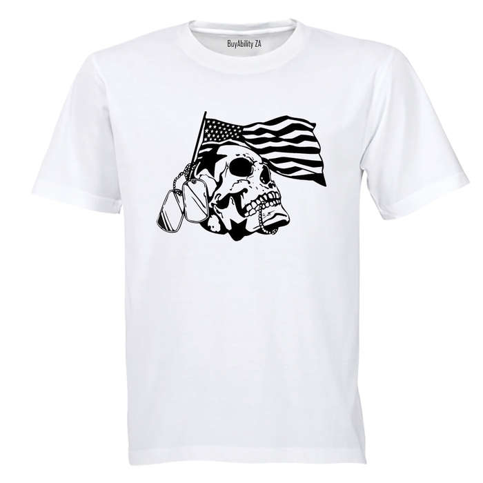 American Veteran Skeleton Skull - Adults - T-Shirt