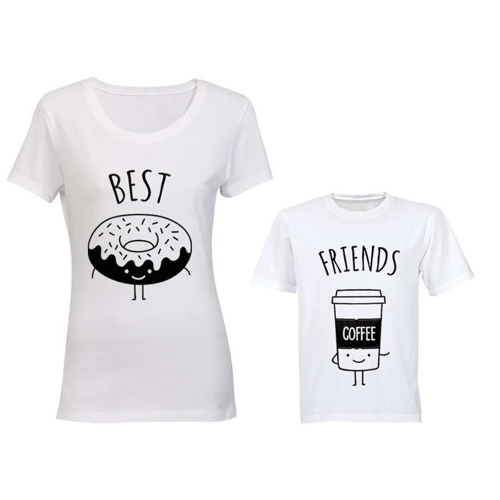 Best Friends - Doughnut & Coffee - Family Tees - Mom | Young Child