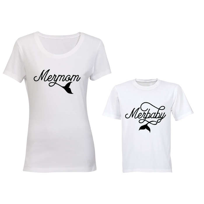Mermom & Merbaby Mermaids - Family Tees - Mom | Young Child