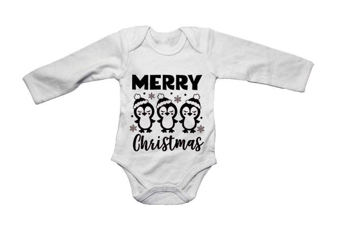 Merry Christmas - Penguins - Baby Grow