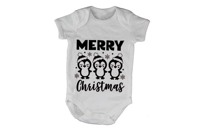 Merry Christmas - Penguins - Baby Grow
