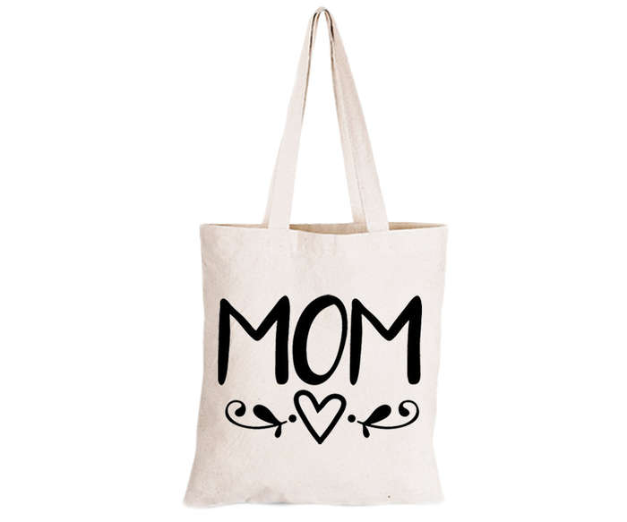Mom - Heart - Eco-Cotton Natural Fibre Bag