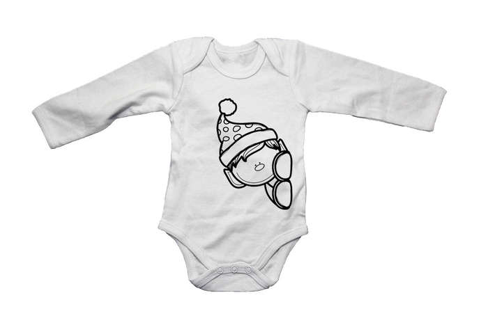 Peeking Christmas Elf - Baby Grow