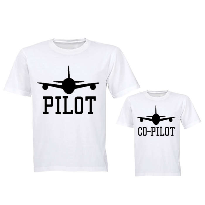 Pilot & Co-Pilot - Family Tees - Dad | Young Child