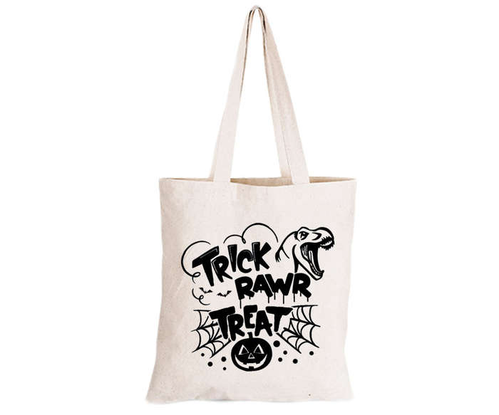 Trick RAWR Treat - Dino - Halloween - Eco-Cotton Trick or Treat Bag