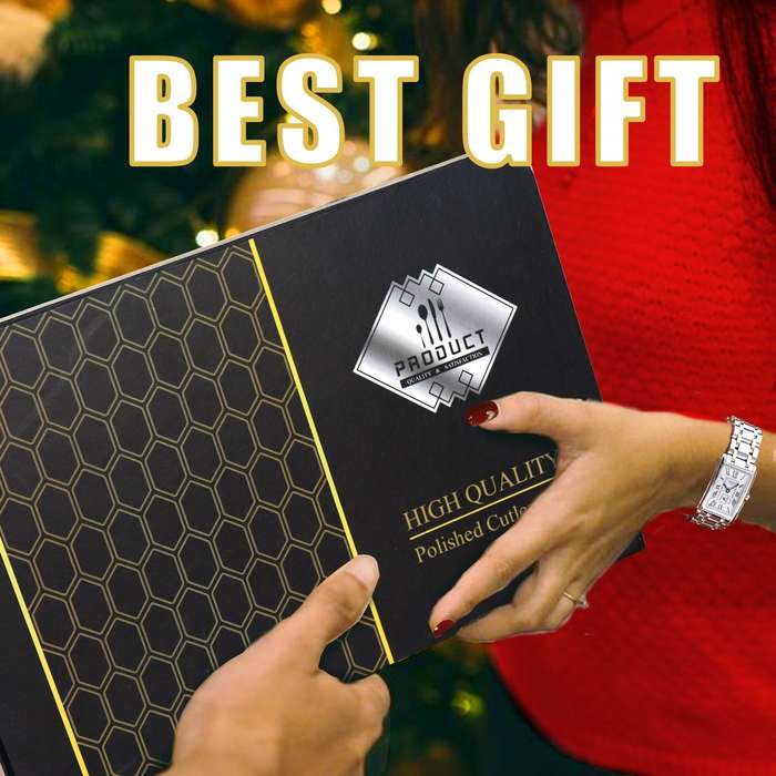 24 Piece Stainless Steel Black Gift Box Cutlery Set