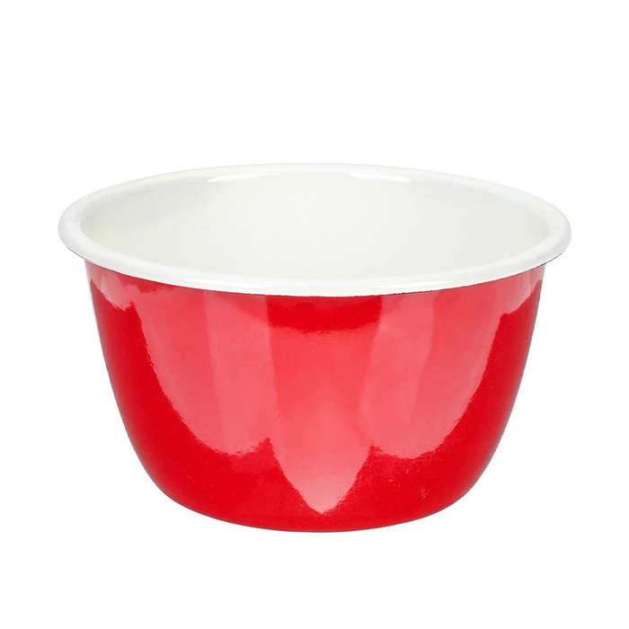 Agate Enamel Flat Bottom Serving Bowl Salad Bowl Deep Bowl 16cm