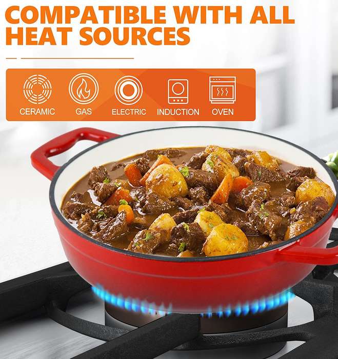 La Cocina Cast Iron Shallow Casserole 22cm 1.9L (one pot only)