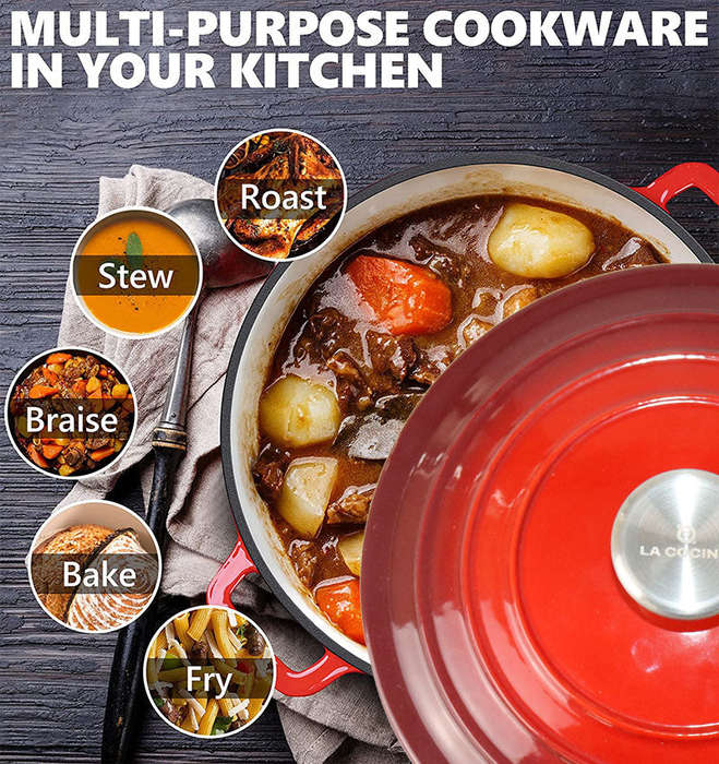 La Cocina Cast Iron Shallow Casserole 22cm 1.9L (one pot only)
