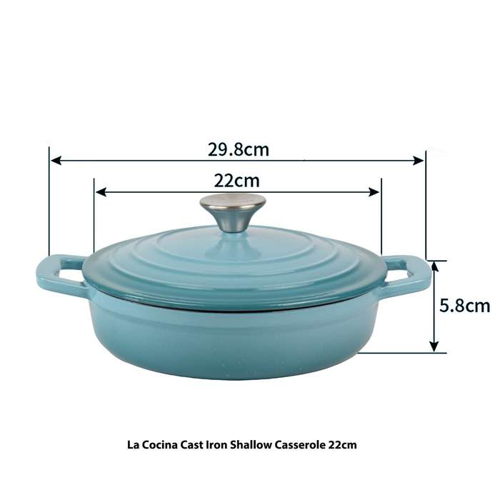 La Cocina Cast Iron Shallow Casserole 22cm 1.9L (one pot only)