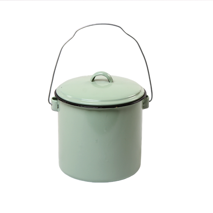 New World Enamel Billy Can Plain/Decorated - 18cm / Green