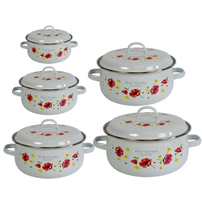New World Enamel 10PC Pots Set - Red / 10PC