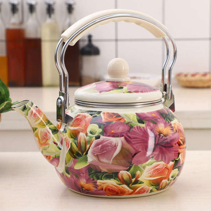 Agate Enamel Round Teapot 2.5LT with Strainer