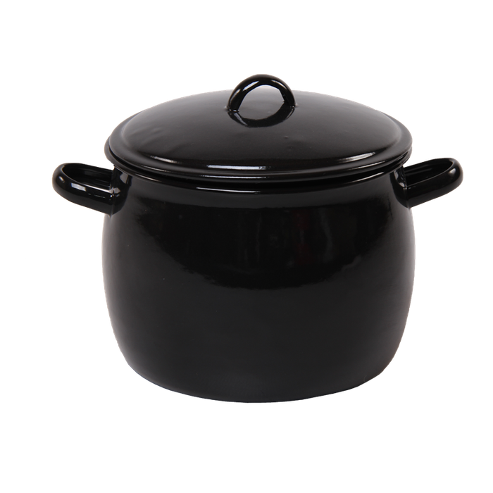 New World Enamel Bow Handle Belly Pot - 3.5LT / Black