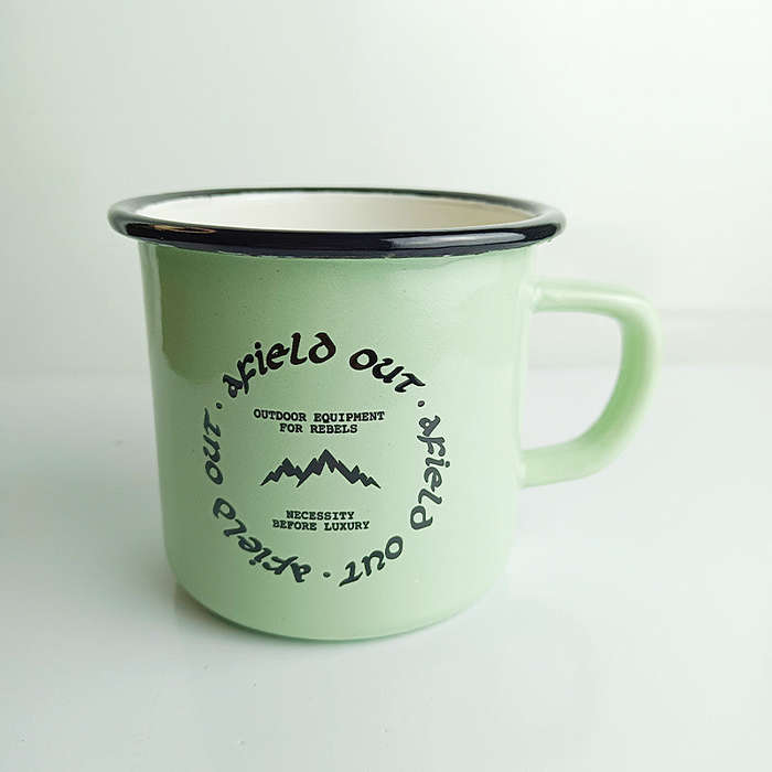 Premier Quality Color Enamel Mug 8cm Gray Decorated