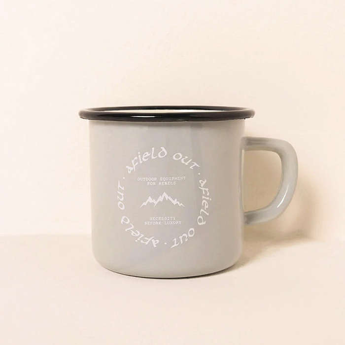 Premier Quality Color Enamel Mug 8cm Gray Decorated
