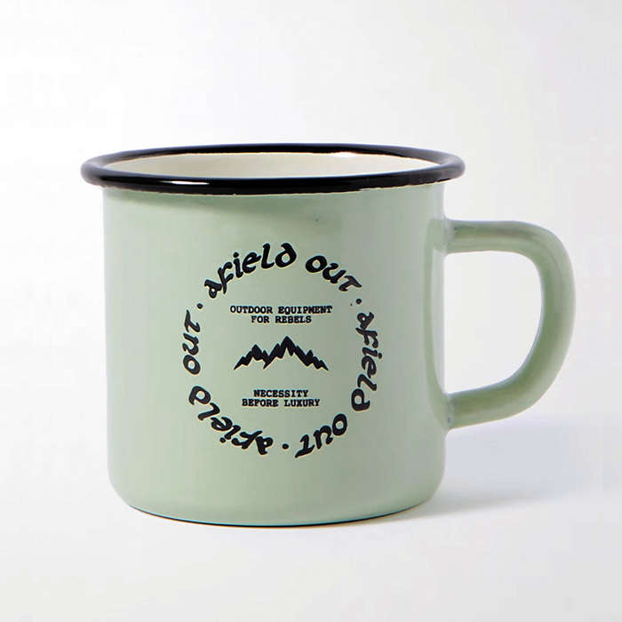 Premier Quality Color Enamel Mug 8cm Gray Decorated