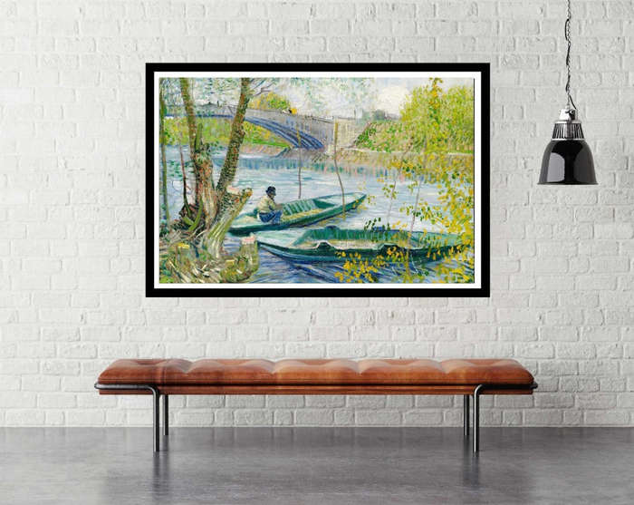 Fishing in Spring, the Pont de Clichy (Asnières) by Vincent van Gogh- Art Poster