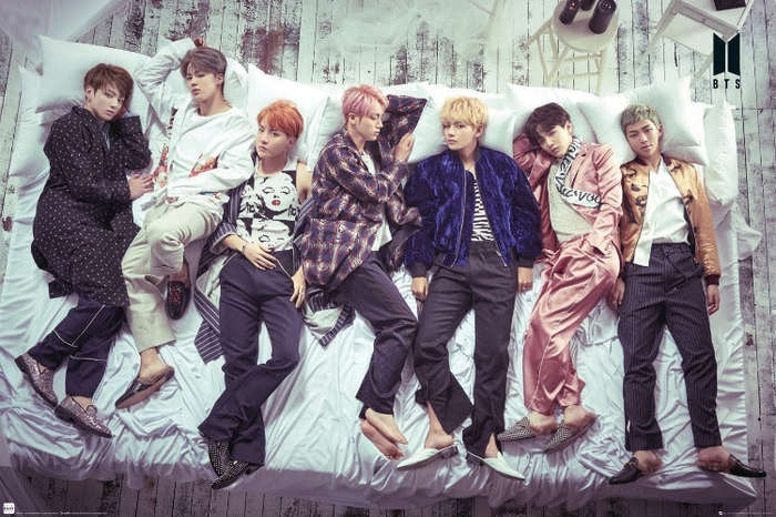BTS K-pop Group in Bed Poster