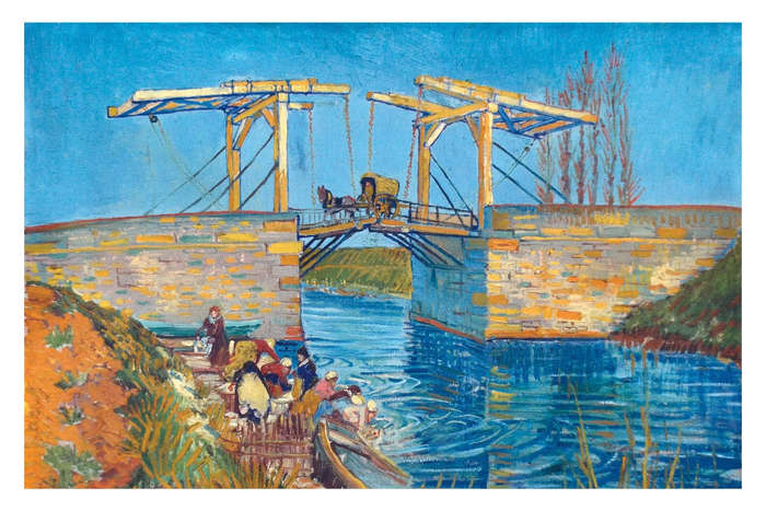 The Langlois Bridge at Arles with Women Washing by Vincent van Gogh - Art poster