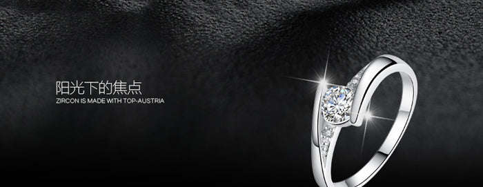 YINHED 100% Pure 925 Sterling Silver Ring Set with 0.5 ct CZ - 9