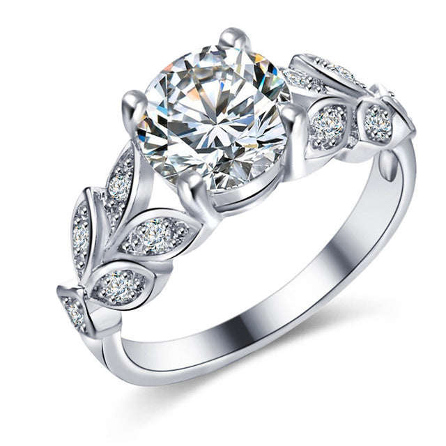 IF ME Crystal Leaf Gold Color Cubic Zircon Ring - 7 / RJDY075S