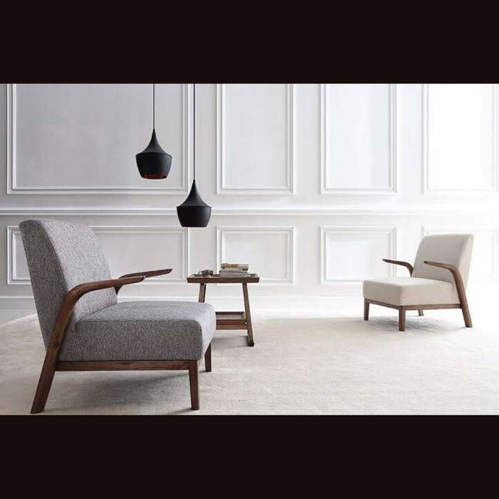 Murano Fabric Occasional Arm-Chair by Sunwings in American Ash-Wood, 4 Colors - Tan