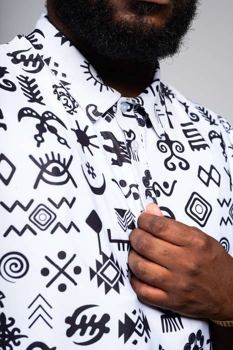 Men's Adinkra Golf Shirt - White