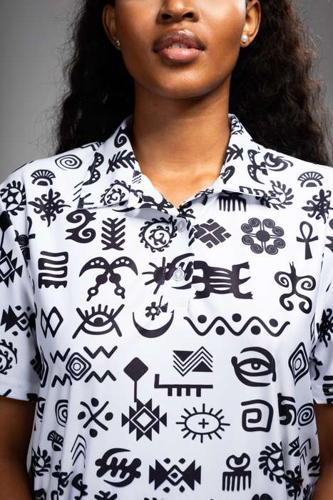 Women's Adinkra Golf Shirt - White