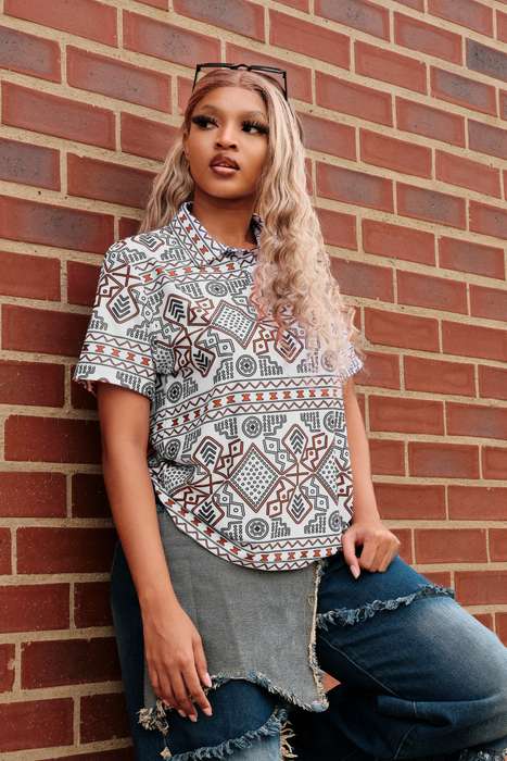 Women's Mudcloth Golf Shirt - White