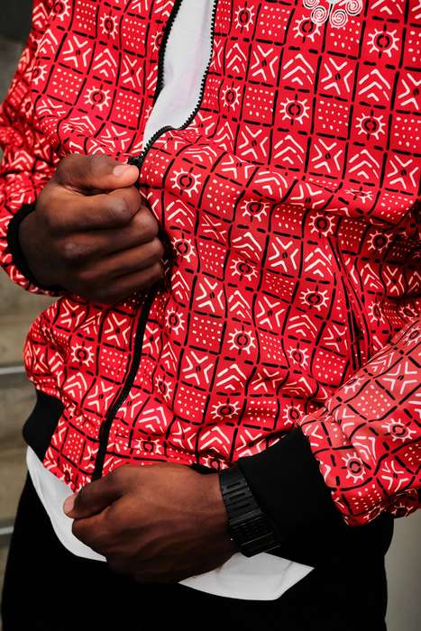Men's Bogolan Summer Bomber Jacket - Red