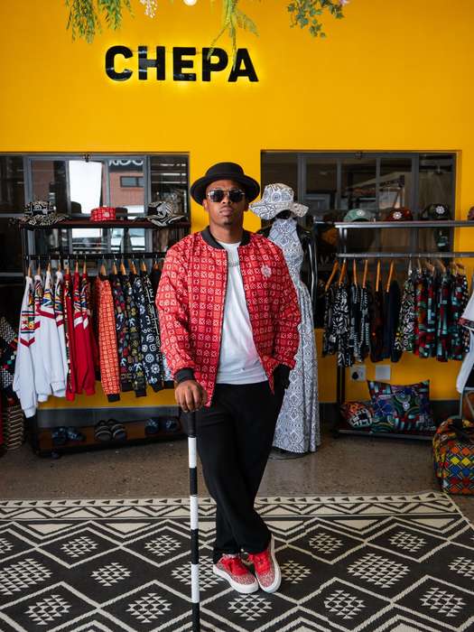 Men's Bogolan Summer Bomber Jacket - Red