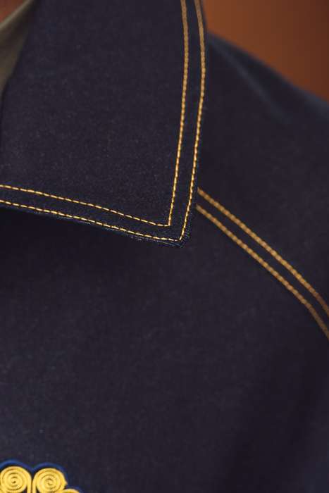 Men's Collar Varsity Jacket - Denim
