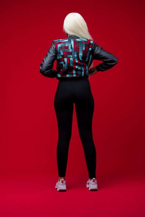 Women's Tetris PU Summer Bomber Jacket