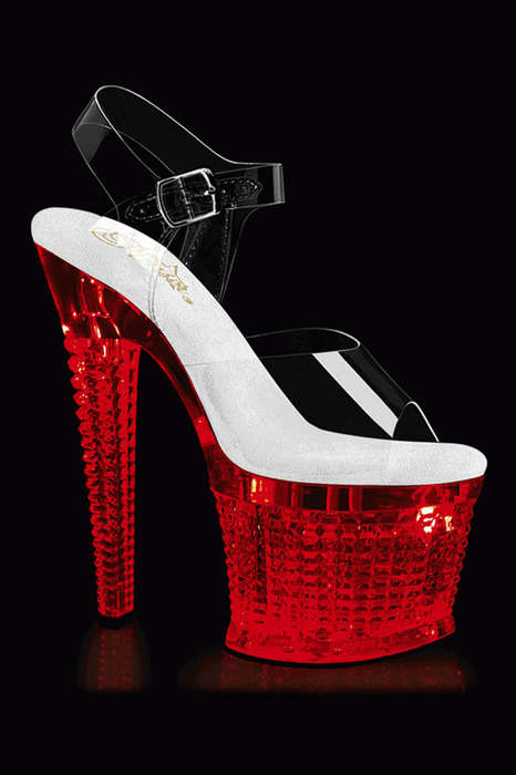 Clear LED Light Up 7" Textured Ankle Strap Sandal