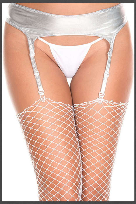 Silver Wet Look Garterbelt