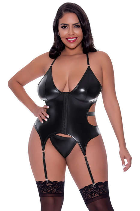 Plus Size Black Hard Candy Merry Widow Bustier & Panty
