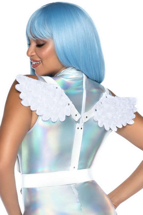 White Furry Angel Wing Body Harness