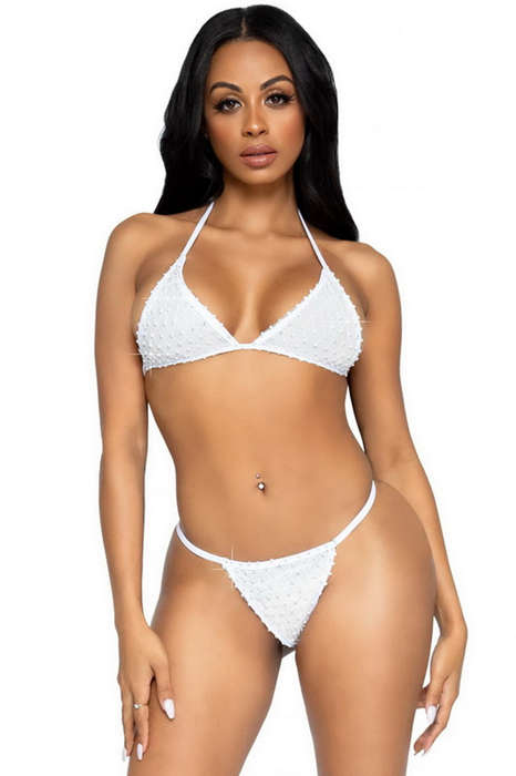 White Rhinestone Rockstar Bra Lingerie Set