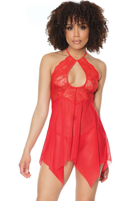 Cranberry Love Red Babydoll Lingerie Set