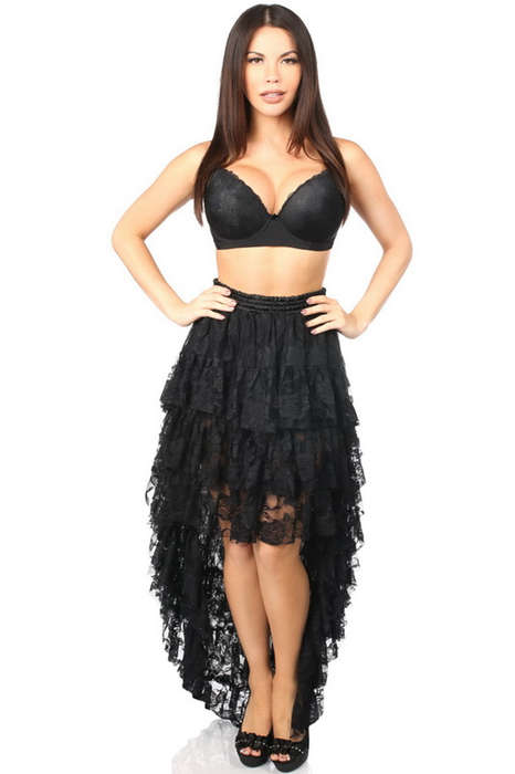 Black High Low Lace Skirt