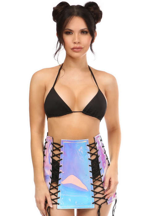 Blue & Purple Holo Lace Up Skirt