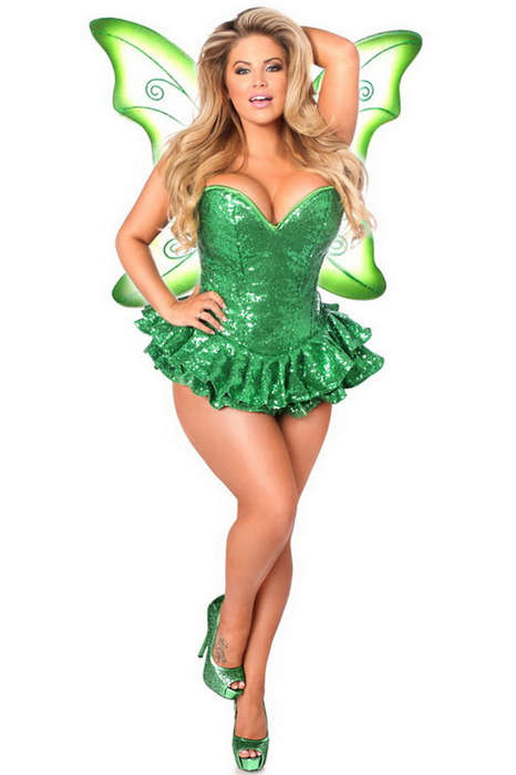 Top Drawer Premium Sequin Green Fairy Corset Dress Costume