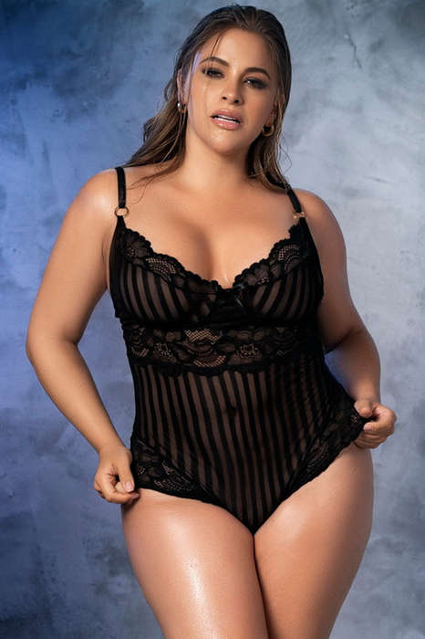 Plus Size Pin Me Down Mesh Teddy