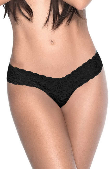 Black Lace Low Rise Thong
