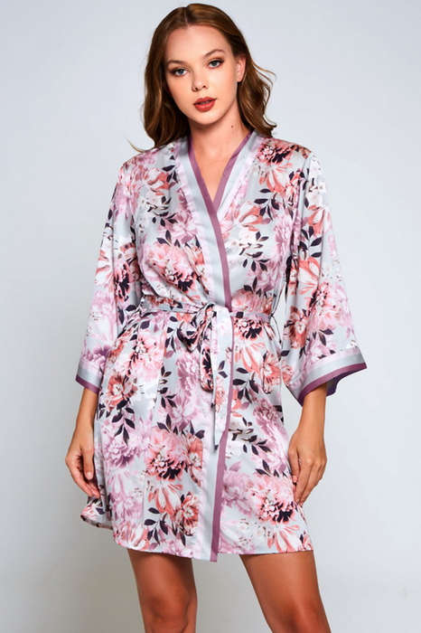 Mauve Satin Leanne Robe