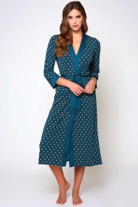 Teal Malachite Diamond Print Robe