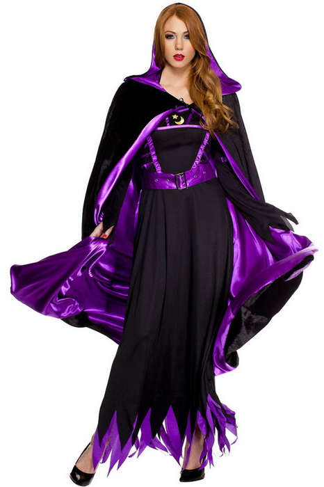 Black & Purple Hooded Cape
